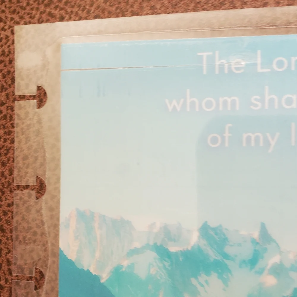 Happy Planner classic sized cover homemade Psalm 27:1 mountains *defects*
